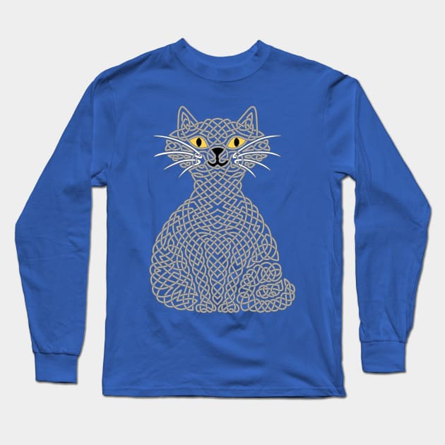 Knotty Cat - grey Long Sleeve T-Shirt by Hippopottermiss